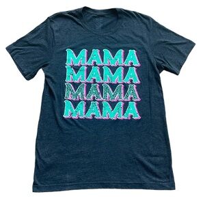 TEXAS TRUE THREADS LEOPARD MAMA REPEAT CHARCOAL GREEN AND PINK TEE SHIRT XL